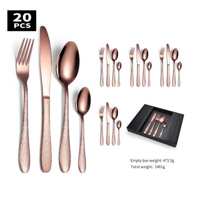 China Sustainable Leatch High Quality Custom Made Gold Plated Stainless Steel Flatware Cutlery Set Dinnerware For Wedding for sale