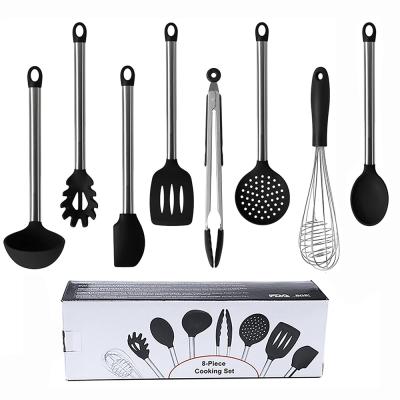 China Hot Selling Minimalist Leatchliving Silicone Kitchenware Silicone 8 Piece Silicone Kitchen Utensil Set for sale