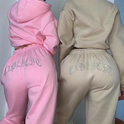 China Anti-Shrink Wholesale customized women's pure color fleece jogging kit hoodie for sale