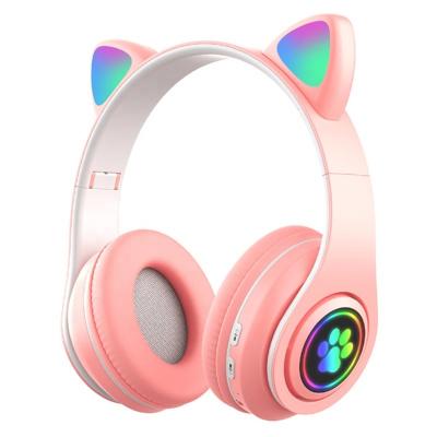 China Cute Pink Cat Ear Headphone For Kid Cat Ears Claw New B39 Audifonos Cat Claw Headset Stereo Wireless for sale