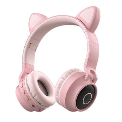 China Lovely Headband Dropshipping Cat Ear Headphones Music LED Children Pink Wireless Earphone for sale