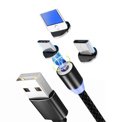 China 360 Degree Charging Cable Type-C 360 Degree Rotating Micro USB 3 in 1 Magnetic Charging Cable for iPhone for sale