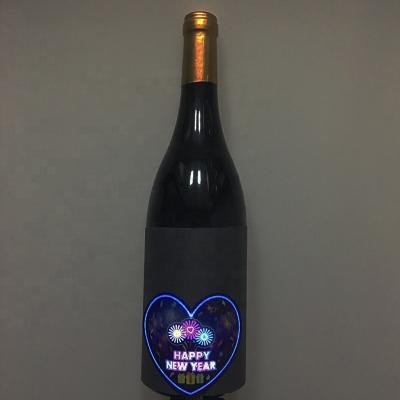 China Waterproof Private Label OEM Waterproof To Grow In Dark Champagne Bottle Label LED Sticker EL Wine Label for sale