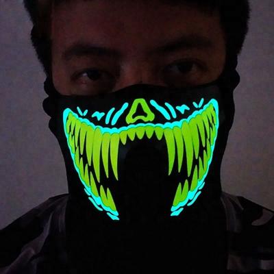 China Breathable Adult Noise Activated EL LED Mask Voice Activated Music Rave LED EL Panel Mask For Halloween for sale