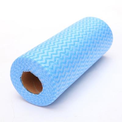 China BSCI ISO9001 Sustainable Wave Printed Disposable Microfiber Cleaning Cloth Roll Rotoli DA cucina for sale