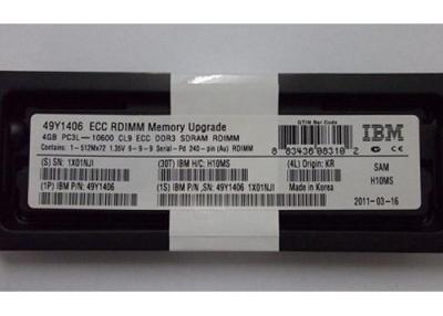 Κίνα 4GB ECC CL9 1RX4 1.35V IBM LP Rdimm DDR3 μνήμη 49Y1406 PC3L-10600 1333MHZ κεντρικών υπολογιστών προς πώληση