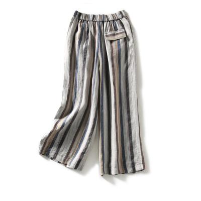 China Hot Selling QUICK DRY Casual Wide Leg Pants Women Loose Linen Pants for sale