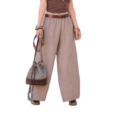 China 2022 QUICK DRY Women's Canvas Pants High Waist Long Casual Wide Leg Pants for sale