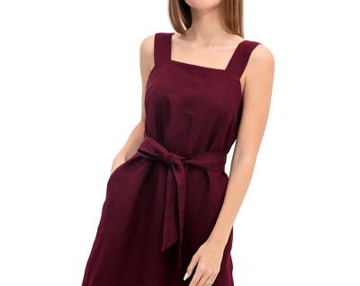 China 2023 Spring Custom Women Summer Anti-Static Sexy Square Neck Sling Pleated Casual Long Evening Formal Dress Fashion Elegant Canvas Dress for sale