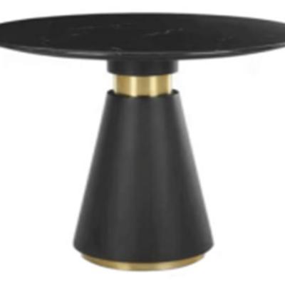 China Modern black metal dining marble table for sale