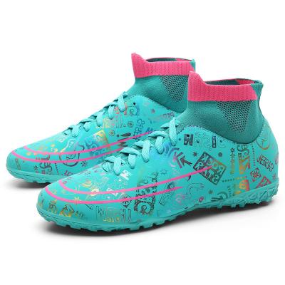 China Rubber Customized Training Shoes Super High Top Light Foot Boots Sports Football And Student Mens Soccer Shoes Youth Non-slip Shoes for sale