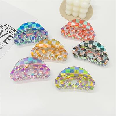 China Fashion Girls Hair Accessories Large Size Acrylic Hair Claw Shiny Plastic Hair Claw Clips for sale