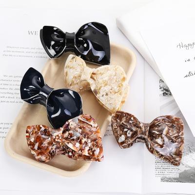 China Fashion Elegant Korean Hair Clips New Women Soft Bowknot Acetate Hair Claw Clips For Thick Hair for sale