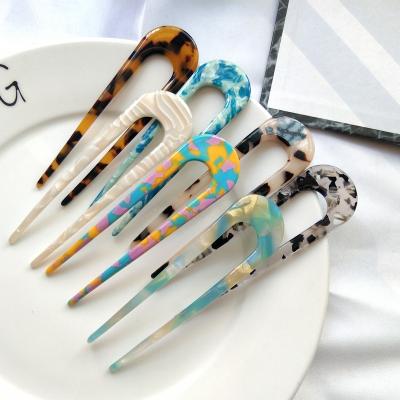 China New Fashion Casual Trendy Fashion Amazon Acetate Women Girls Hair Clips U Shaped Hairpins for sale