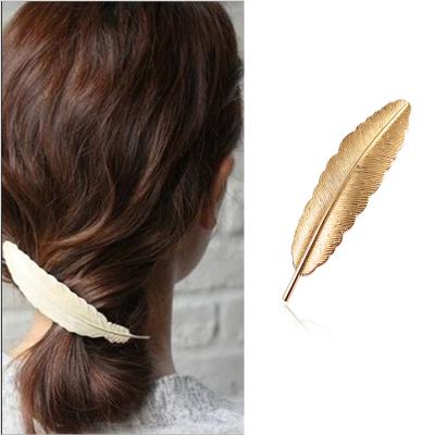 China Factory wholesale women girls hair clips leaf shaped big alloy women girls barrette hair clip spring clips for sale