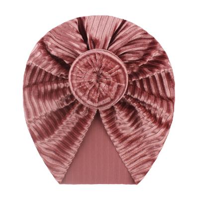 China Comfortable Popular Baby Velvet Stripe Hair Accessories Children Headwear Turban Hat for sale