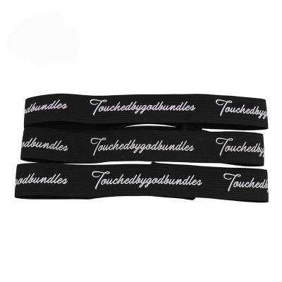 China Hot Selling Custom Logo Printed Black Elastic Wig Hair Band Adjustable Melting Wig Elastic Band for sale