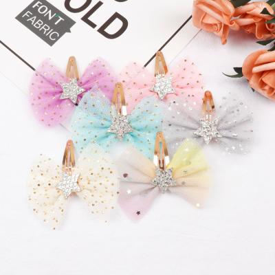 China Cute European and American Girls Children's Style Hair Clip Accessories Bow Mesh Unicorn Glitter Bling BB Hair Pins Hair Clips for sale