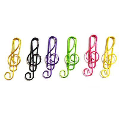 China 50pcs PP Eco-friendly Promotional Box Metal Packing Creative Musical Notes Shape Paper Clips With Assorted Colors for sale