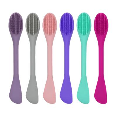 China Practice Double Face Cosmetic Mask Hair Brush Silicone Face Remover Soft Facial Cleansing Cosmetic Tools Rubber Safe Coating Brush for sale