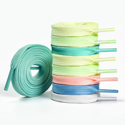 China fashion good quality flat fluorescent laces 0.6-1.6m length, wholesale 6 colors custom glow laces YY533 for sale