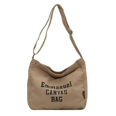 China Brown Performance 120Z Portable Reliable Canvas With Logo Printing Adjustable Strap Shoulder Bag for sale