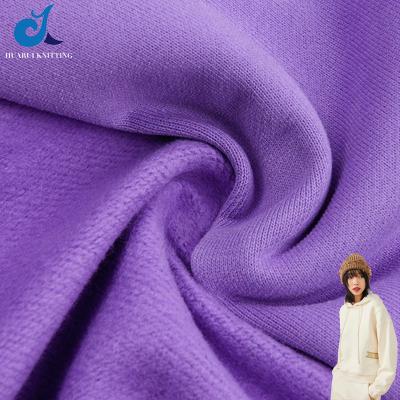 China 350gsm sustainable wholesale high quality heavyweight terry fabric knit plain dyed 85%cotton 15%polyester brushed hoodies terry fabric for sale