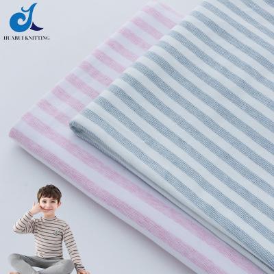 China Factory Customization Soft Cotton Knitted Double Faced Double Sided Brushed Shear Striped Thermal Underwear Fabric For Baby Clothes for sale