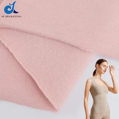 China Brushed Sueded 40S Custom Plain Double Dyed Sided Soft Absorbent Cotton Comfortable Thick Rayon One Side Sanding Thermal Underwear Fabric for sale