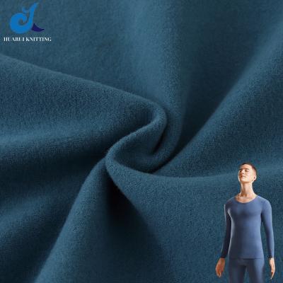 China Double faced high end customed knitted thermal fleece 93%cotton 7%spandex jersey interlock cotton fabric for thermal underwear pajamas for sale