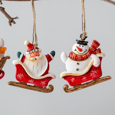 China Resin Christmas Tree Decoration Resin Santa Snowman Sledding Pendants Hanging Diy Craft Ornaments Christmas Gifts New Year Party Home Decor for sale