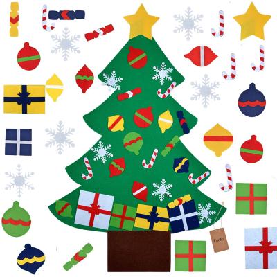 China Felt Felt Christmas Tree, 3.2ft DIY Christmas Tree with 28 Pcs Ornaments Wall Decor with Arming String for Kids Home Decoration for sale