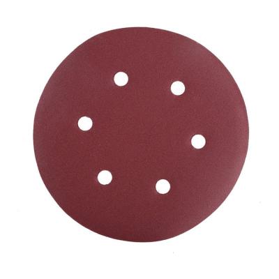 China 150 Mm 6 Inch 6 Polishing Holes Sanding Discs Orbital Sander Sandpaper Hook And Loop Around Sand Paper for sale