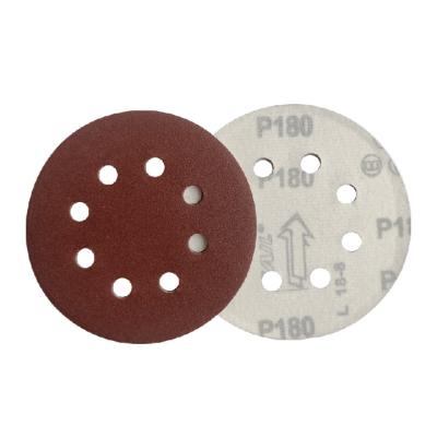 China 5 Inch Round Aluminum Oxide Wood Polishing Polishing Grinding Wheel 8 Holes Sanding Disc for sale