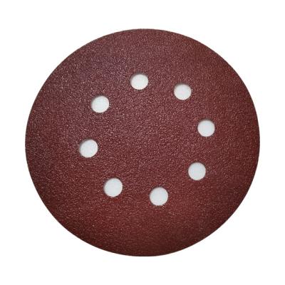 China Factory Supply Aluminum Oxide 5 Inch 8 Inch Hole Outdoor Polishing Red Hook And Loop Abrasive Sanding Disc for sale