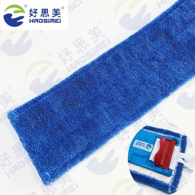 China Clean Blue Euro Viable Microfiber Cleaning Dust Flat Wet Wet Long Weft Pocket Pocket Mop Pad Knitting Refill for sale