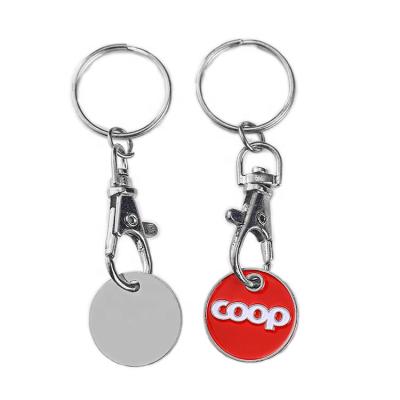 China Portable Custom Trolley Token Coin Supermarket Keychain Coin Trolley Enamel Key Chain for sale