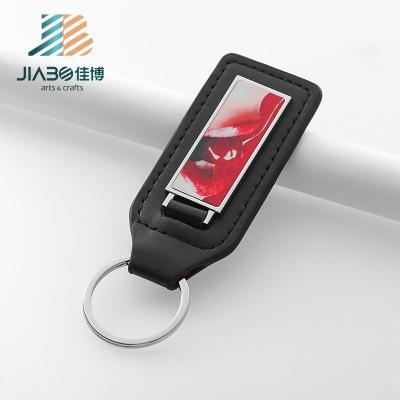 China Custom Blank Sublimation Zinc Alloy Keychains PU Leather Promotional Custom Engraved Logo Metal Pu Leather Keyrings Embossed for sale