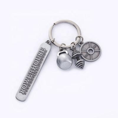 China Portable Custom Gym Sports Factory jiabo Logo Dumbbell Kettlebell Barbell Piece Key Chain Fitness Portable for sale