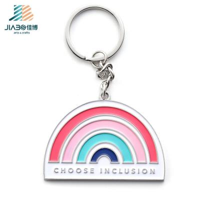 China Jibao Metal Keychain Enamel Metal Semicircle Custom Colorful Fancy Rainbow Key Rings for sale