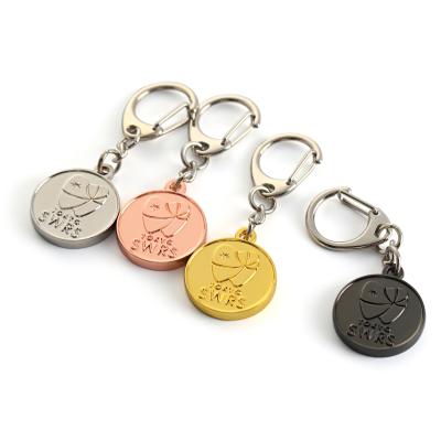 China Custom Souvenir Round Shape Coin Holder Key Chain Shopping Cart Token Key Chain for sale