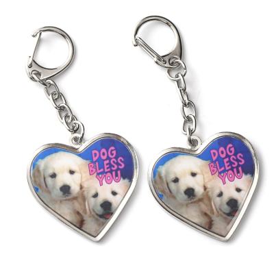 China Souvenir Customized Epoxy Heart Shape Keychain Logo Dog Anime With Heart Key Ring for sale