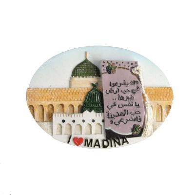 China 2020 Europe Madina Saudi Arabia Polyresin Hand Paint Fridge Souvenir Magnet for sale