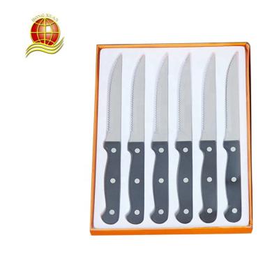 China Sustainable Promotion 6pcs Style 4.5 Inch Handle Plastic Stainless Steel Steak Knife Set for sale