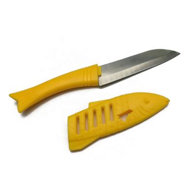 China Fish Sustainable Style Promotion Plastic Handle Stainless Steel Paring Knife With Cover for sale