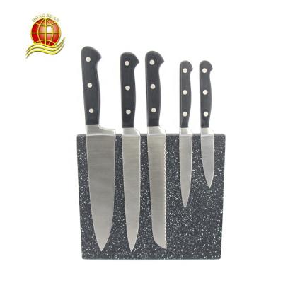 China High Quality Viable 5pcs POM Handle Stainless Steel Kitchen Knife Set With Magnet Knife Block for sale