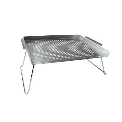 China High Quality Easily Cleaned Large Size Stainless Steel Tea Tray With Folding Leg for sale