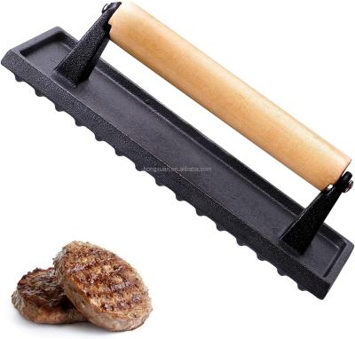 China Easily cleaned perfect meat press with wooden handle for crispy bacon, even cooked steak and healthier burgers. for sale