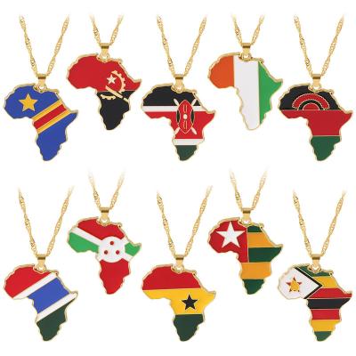 China High Quality Stainless Steel Pendant Country Flag Enamel Symbol Stainless Steel Pendant 18k Gold Plated Turkish American Flag Chain Pendant Necklace for sale