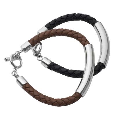 China high quality leather jewelry custom made leather bracelet 6mm brown or black nappa leather bracelet 6mm mid brown or black nappa leather for sale